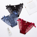 Sexy lace panties women's cotton crotch low waist bow lace panties girls perspective sexy panties comfortable briefs A19220