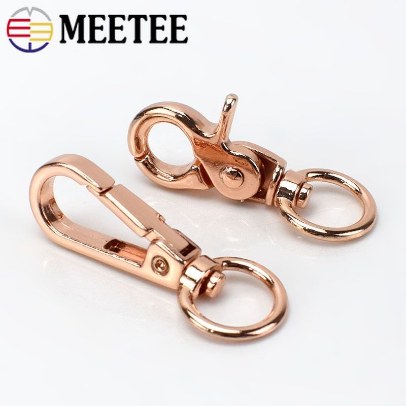 Meetee 5/30pcs Rose Gold Bags Strap Metal Buckles Trigger Snap Hook Lobster Swivel Dog Buckle Key Chain Hardware Accessories