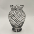 Black Swirled Strip Decor Glass Vase