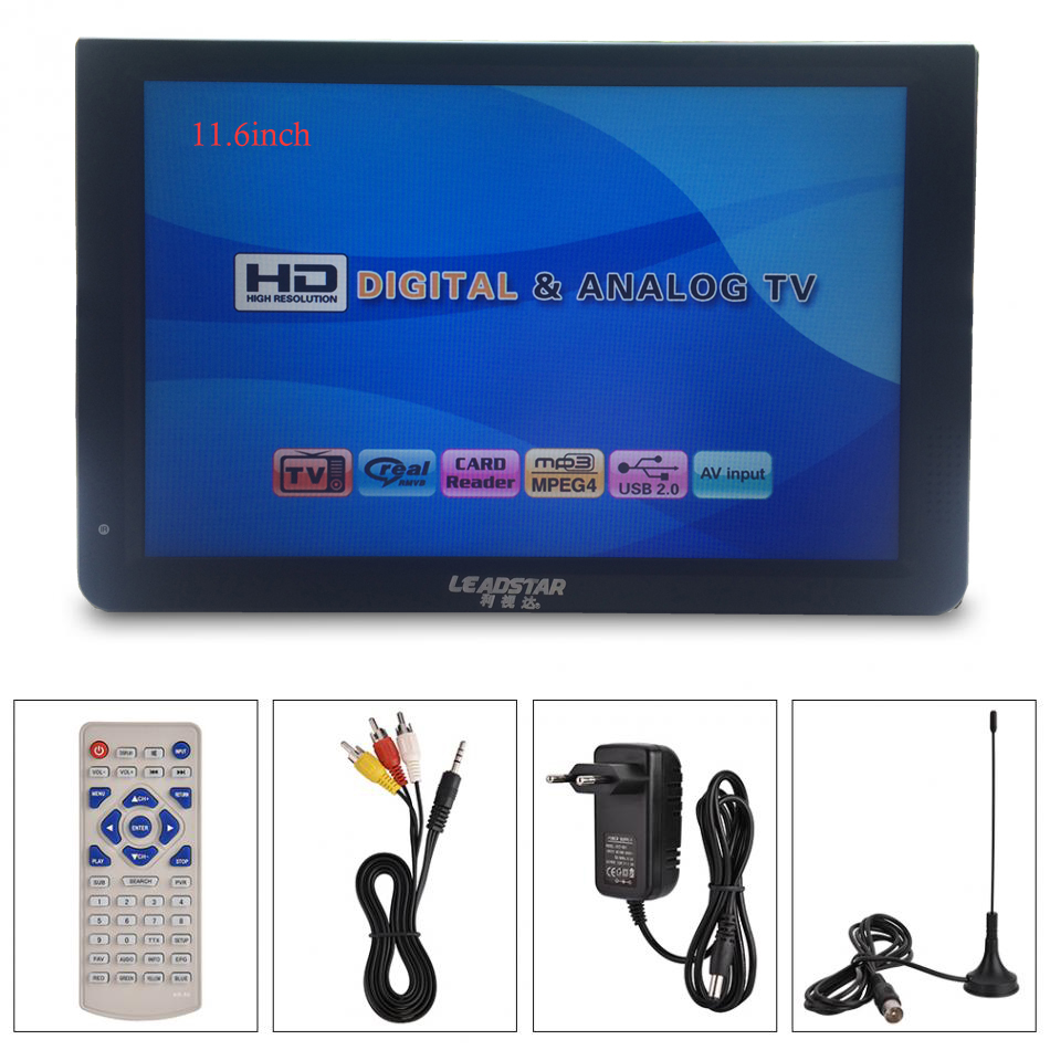 LEADSTAR 11.6' LED ATSC Digital Portable TV MP4 MP3 Player Support AV/TF/USB/HDMI Port Can be As Car Digital Television