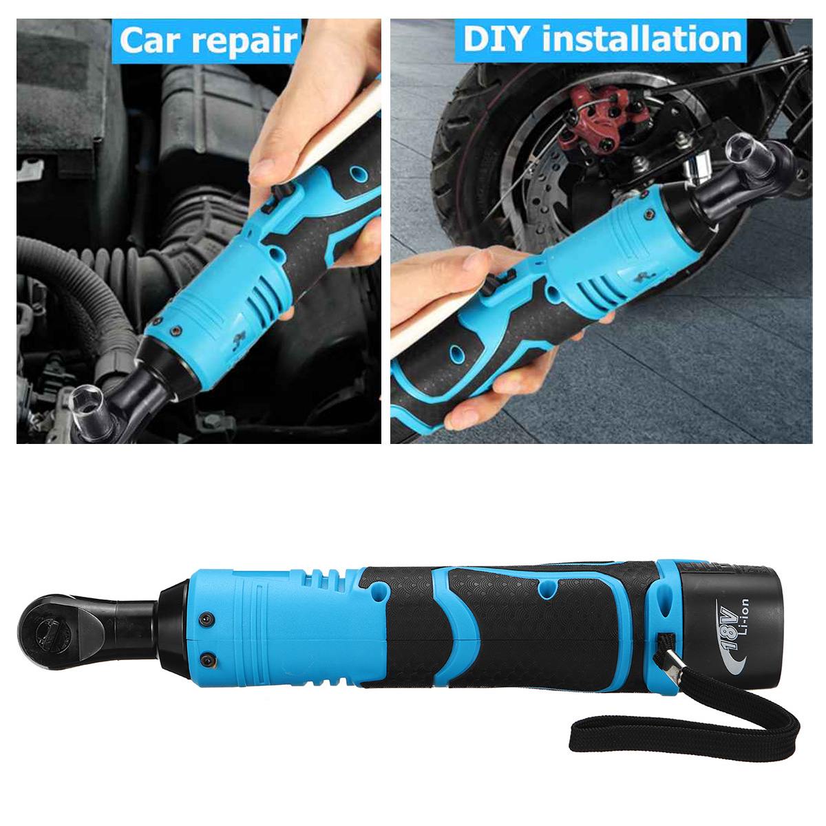 Doersupp 18V 100N.m 3/8 Electric Wrench Cordless Ratchet Rechargeable Scaffolding Right Angle Wrench Tool with 1/2 Battery