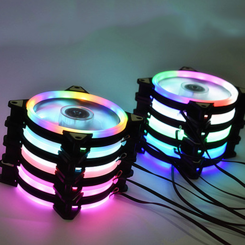 Double-sided Computer Power Supply Fan Computer LED Fans Aurora LED Light Chassis Fan Red Blue Green White Cooler Fans Single