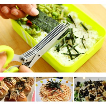 Kitchen Scissors 5 Multilayers Stainless Steel for Cutting Green Onion Sushi Shredded Scallion Cut Herb Cooking Spices