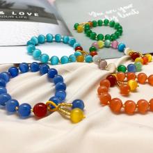 New Charm10mm Natural Stone Beaded Bracelet Multi-colored Fashion Jewelry for Women Handmade Round Bracelet Bangle Wholesale