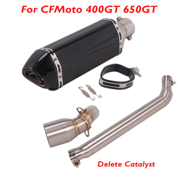 For CFMoto 400GT 650GT Motorcycle Exhaust System Slip on Full Exhaust Muffler Escape Silencer Middle Mid Link Tube Pipe