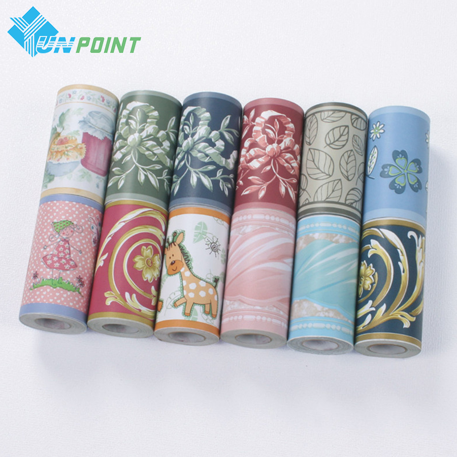 PVC Self-adhesive Border Stickers Kid Room Bedroom Waistline Wall Sticker Waterproof Kitchen Bathroom Skirting Wallpaper Borders