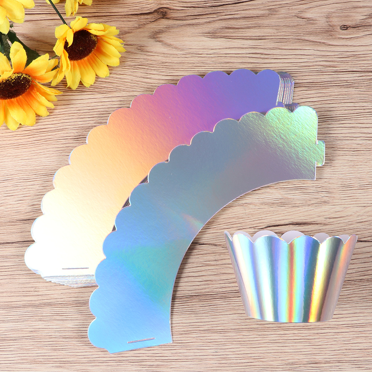24pcs Iridescent Rainbow Cupcake Wrappers Cake Paper Cups Cupcake Wrapper Cupcake Liners Baking For Baby Shower Birthday Party