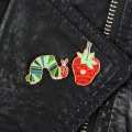 Hungry Caterpillars Story Book Strawberry Catroon pins Fruit brooches Enamel pins Lapel pins jewelry For Friends Kids Gifts