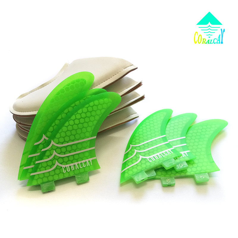 Surf Surfboard Fins Coral-cay FCS Tri Truster Yellow Red Green surfing Glassfiber Resin kitesurf windsurf FCS Fins