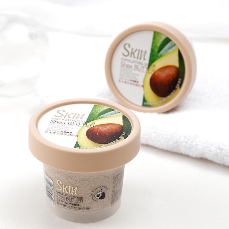 Smooth Brightening Avocado Whitening Face Wash Body Scrub Shea Butter Exfoliating Gel Deep Cleansing Pores Acne Treatment Scrub