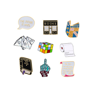 Fun Cartoon Men Brooch Women Enamel Pin Book Cube Middle Finger Paper Child Toys Hijab Accessories Lapel Badge Jewelry Gifts