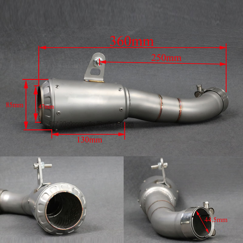 Motorcycle Exhaust Muffler Stainless Steel Pipe For YAMAHA R3 R25 YZF-R3 2015-2017 For Escape Moto ATV Pit Bike