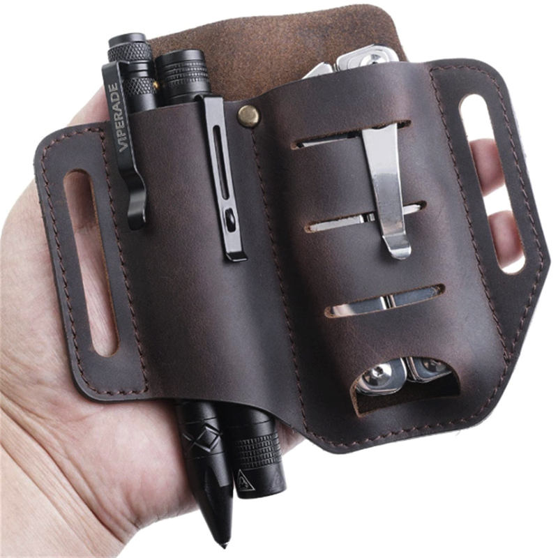 PU Leather Multitool Holder Essential Organizer Belt Pouch Pen Storage Bag Outdoor Tools Packaging Tool Cabinet 13.5x15.2cm