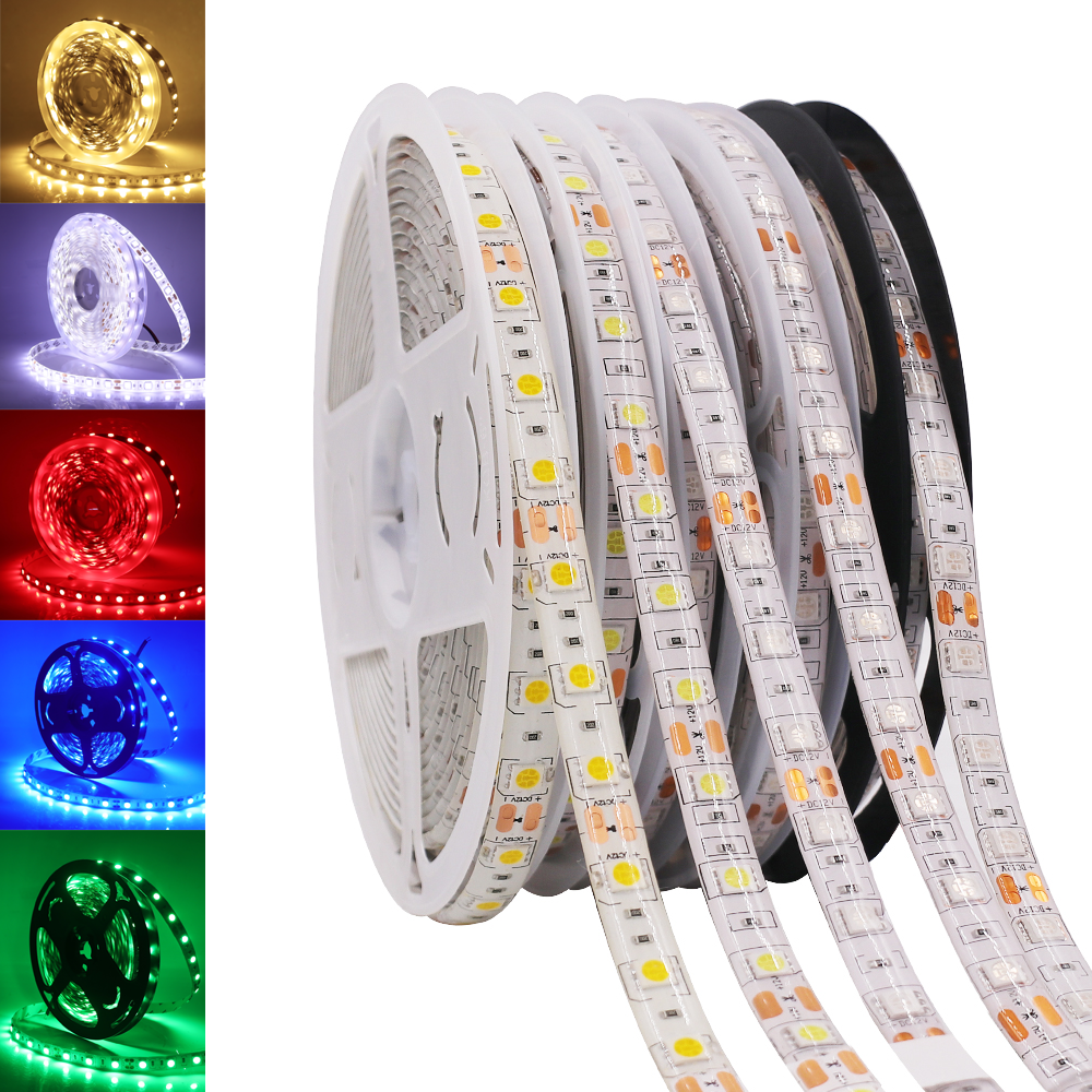 5M LED Strip 5050 5054 2835 RGB Led Light Strip 12V 60LEDs/M Flexible Led Tape Light Waterproof 300LEDs Ribbon Diode Home Decor