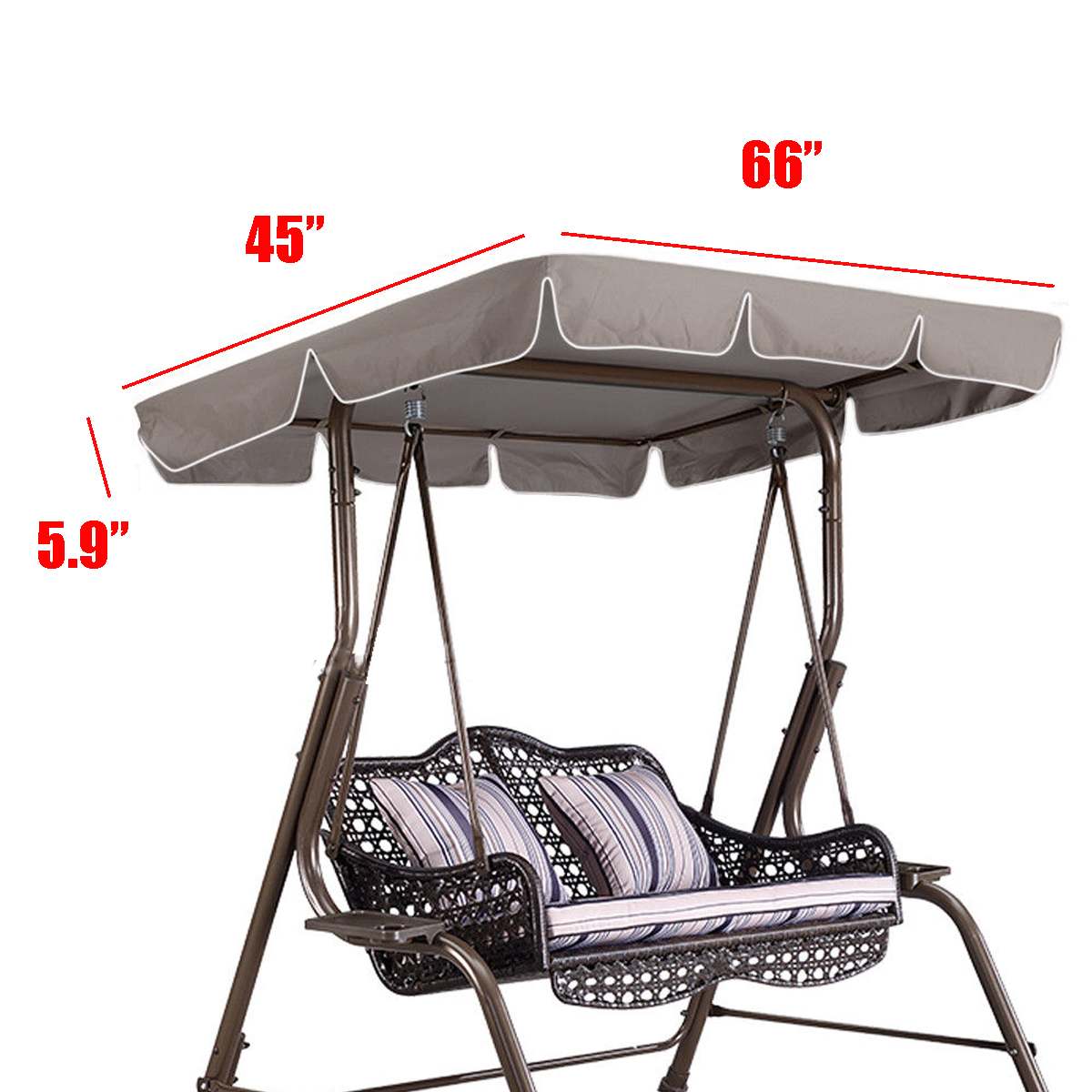 66"X45"X5.9" Garden Swing Awning Canopy Outdoor Gazebo Courtyard Swing Chair Hammock Tent Waterproof Summer Sun Shade Sail