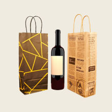 Custom Logo Kraft Paper Gift Wine Bag