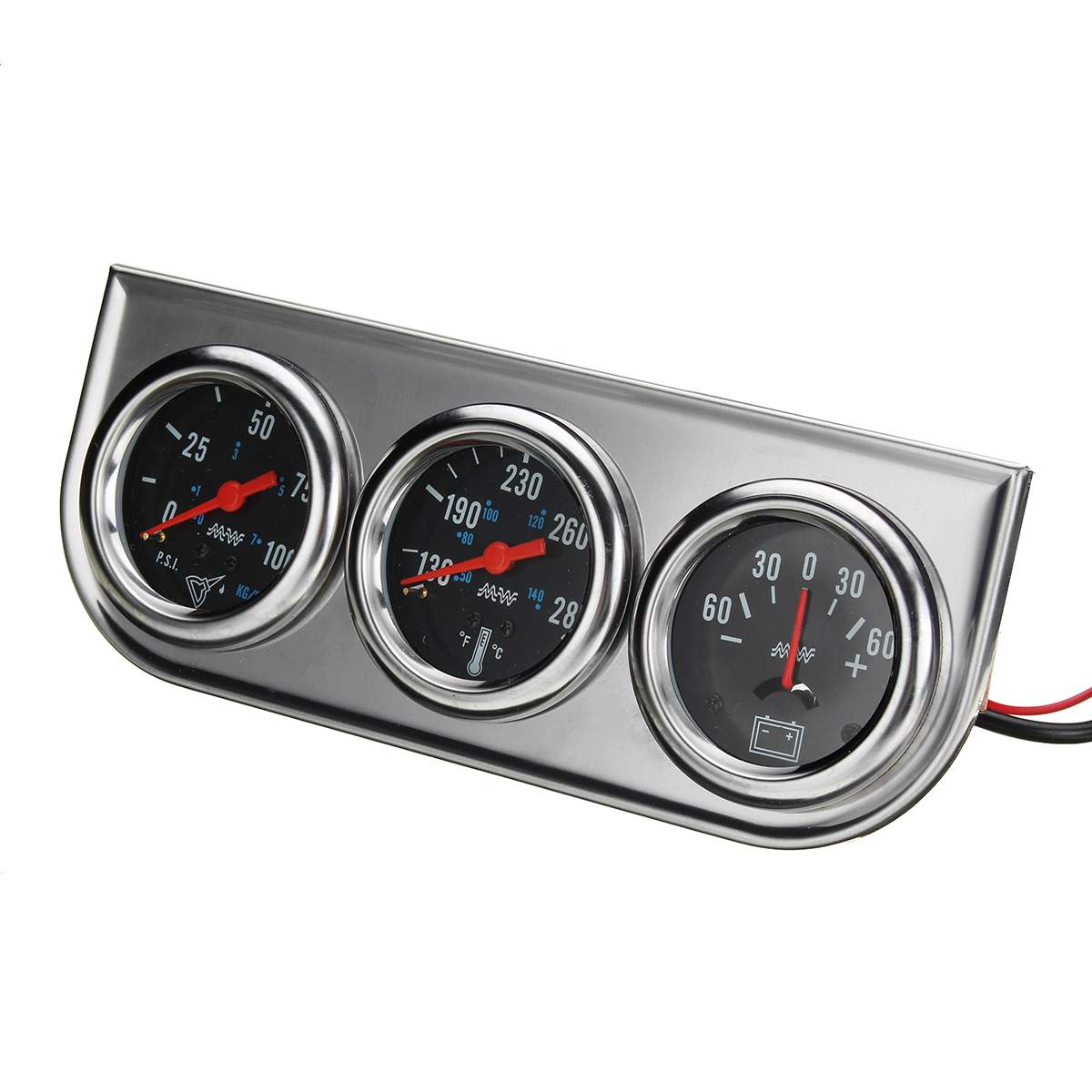 2'' 52mm 3 In 1 Car Gauge Voltage Water Temperature Oil Pressure Gauges Set With Panel 12V Universal Car Meters Triple Dashboard