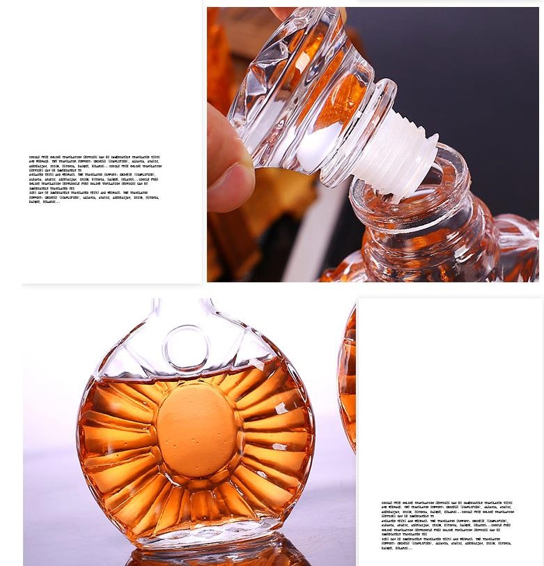 OUSSIRRO Whiskey Decanter Whiskey Bottle Crystal Glass Wine Beer Containers Glass Bottle Glass Cup Home Bar Tools Decoration