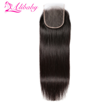 Swiss Lace Natural Color Brazilian Straight Human Hair Closure 4×4 Free Part Remy Natural Color 8