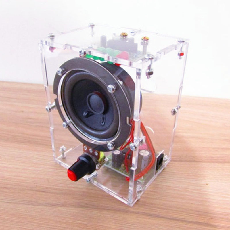 5W Mini Electronic Transparent Speaker Box DIY Kit Sound Amplifier Music o with US Plug