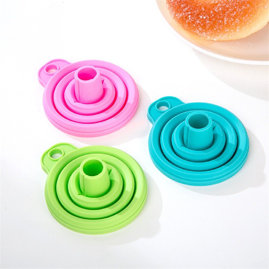 Useful Collapsible Style Funnel Hopper Protable Mini Silicone Gel Foldable Kitchen Cooking Tools Accessories Gadgets D3