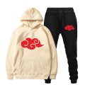 Japanese Anime Naruto Akatsuki Hoodies Sweatshirt Sweatpant Suits Women Men Harajuku Uchiha Itachi Pullover Two Pieces Set