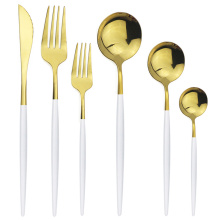 White Gold Cutlery Set Travel Dinnerware Set 18/10 Stainless Steel Dinner Set Knife Fork Spoon Tableware Kitchen Silverware Set