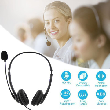 Wired Headset Telephone Headset Call Center Operator USB Corded Official Headphone With Micro For Computer Laptop PC