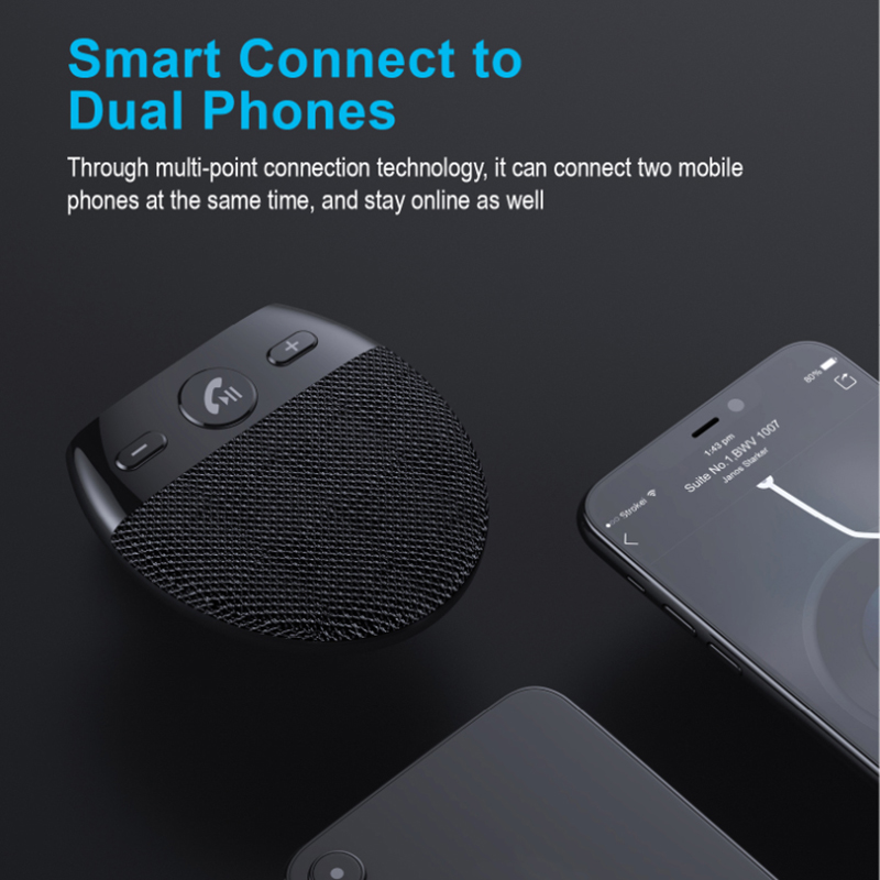 Wireless Speakerphone Handsfree Bluetooth 5.0 +EDR Car Speaker Sun Visor Clip Car Kit MP3 Music Player for IPhone Android