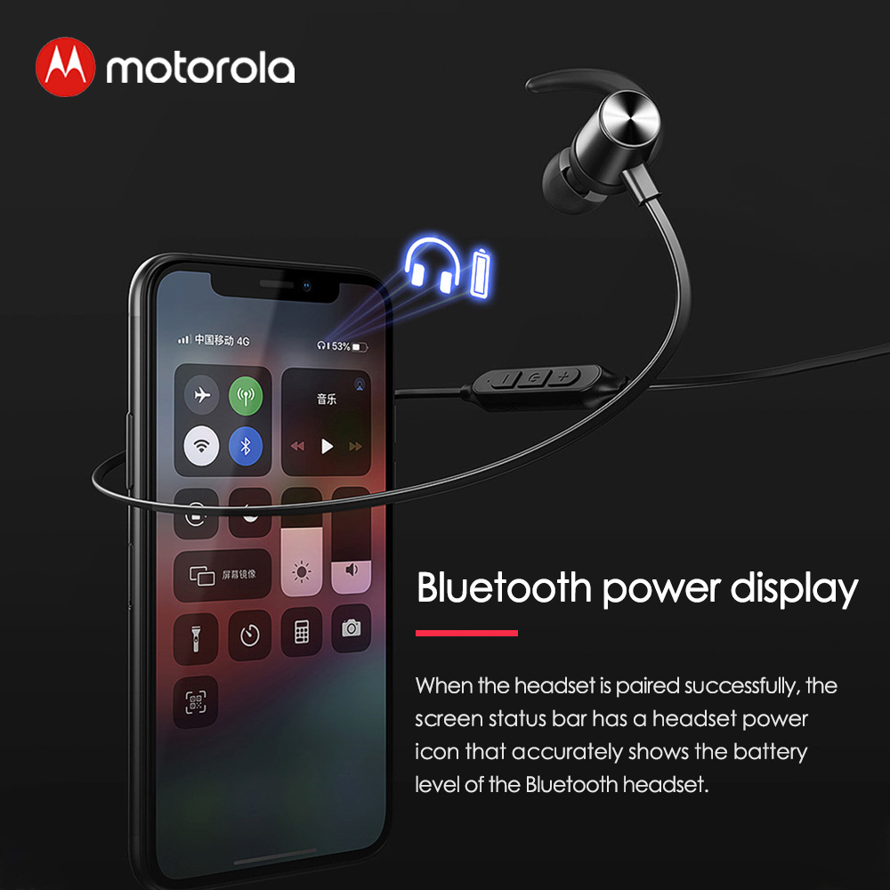 Motorola Headphone Neck-mounted BT5.0 Earphone Sports Waterproof Headset support Voice Command Alexa, Siri, Google Assistant