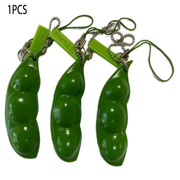 Cute Toy Squeeze Bean Keychain Pendant Mobile Phone Chain Pea Pendant For Reducing Anxiety And Stress