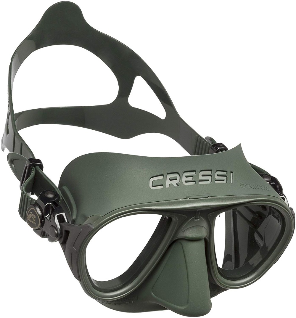 Cressi CALIBRO Ultra Low Volume Free Diving Mask Tempered Glass 2 Window Integrated Dual Frame Matte Coating Mask For Adults