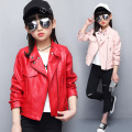 Girls PU Zipper Jackets Leather Kids Outwear Spring Autumn Waterproof Windproof Girls Jacket Children Clothing 4 6 8 10 12 Years