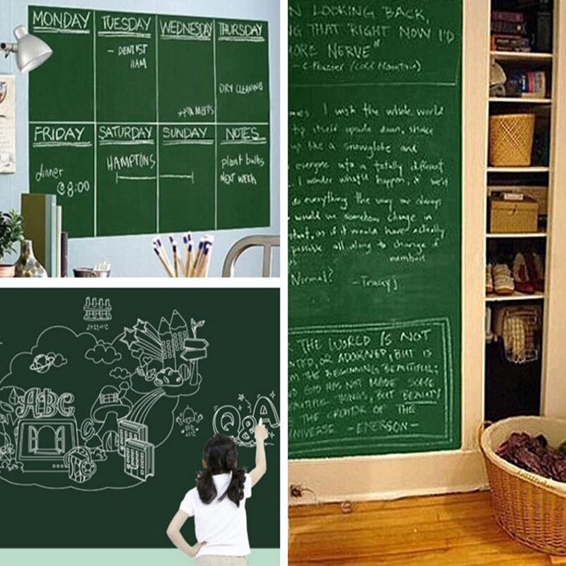 45x100cm Green Board Sticker Removable Vinyl Drawing Erasable Blackboard Learning Board Bulletin Board Message Board 1pc