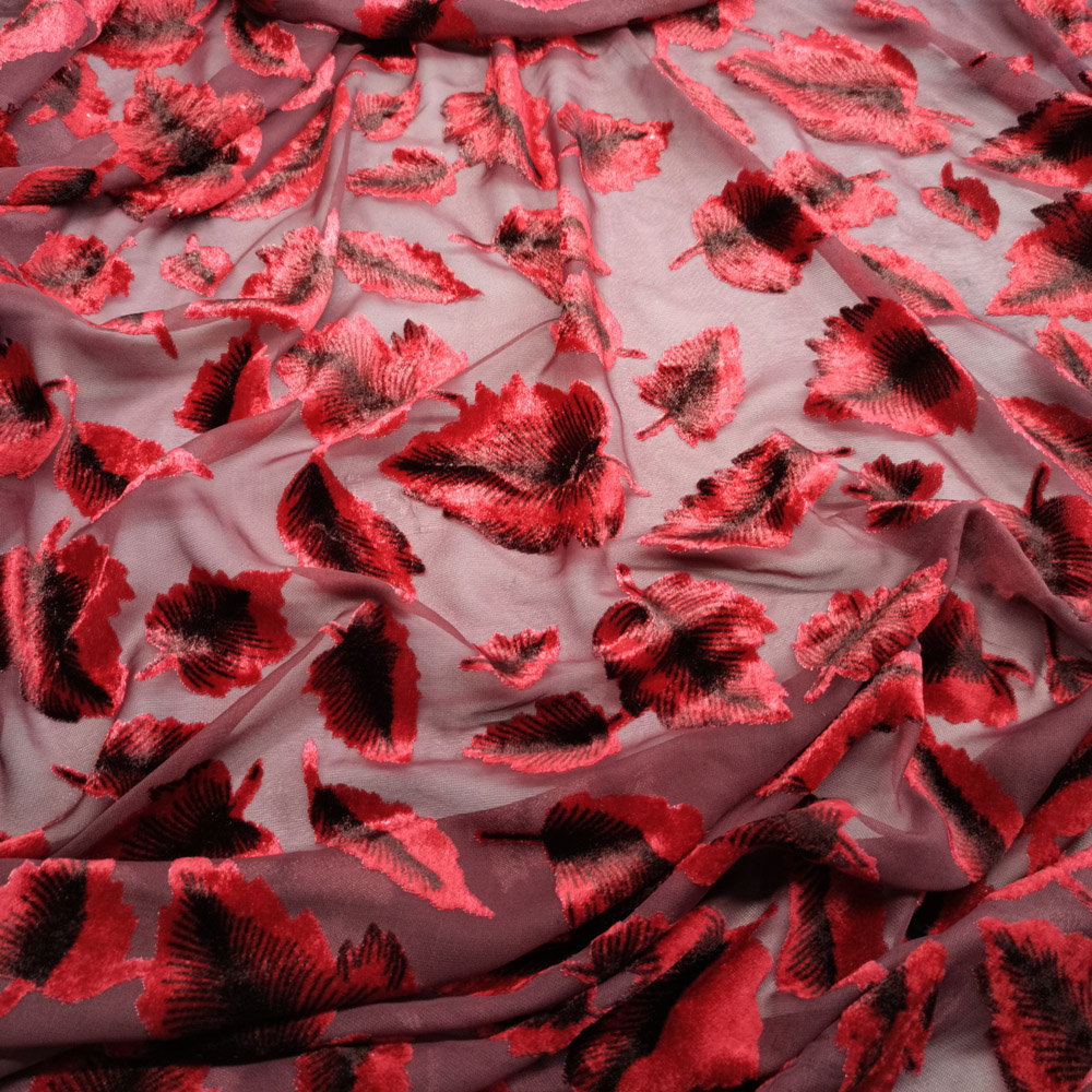 Velvet Dress Nylon cosplay fabric 114cm width fleeced leaf burn-out fabric party cheongsam dress fabric 1Yard