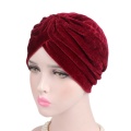 Hair Loss Cover Neon Gold Velvet Warm Headband Hat Double Stretch Fashion Women Hijab Headwear Cap Turban Muslim Ladies