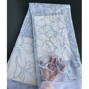 Soft pure white floral embroidery french lace African tulle Lace with shiny stones Nigerian Sewing clothes 5 yards per piece