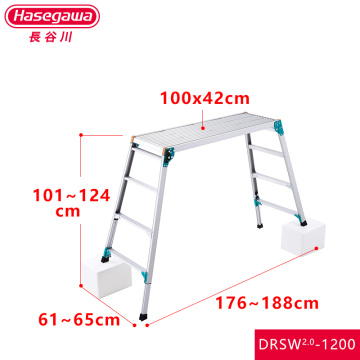 HASEGAWA Work anodized Platform Aluminum Step Ladder Drywall Safe Heavy Duty Portable Bench Folding Ladders Stool mint green