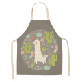 Parent-child Kitchen Apron Cartoon Lovely Alpaca Printed Sleeveless Cotton Linen Aprons for Men Women Home Cleaning Tools
