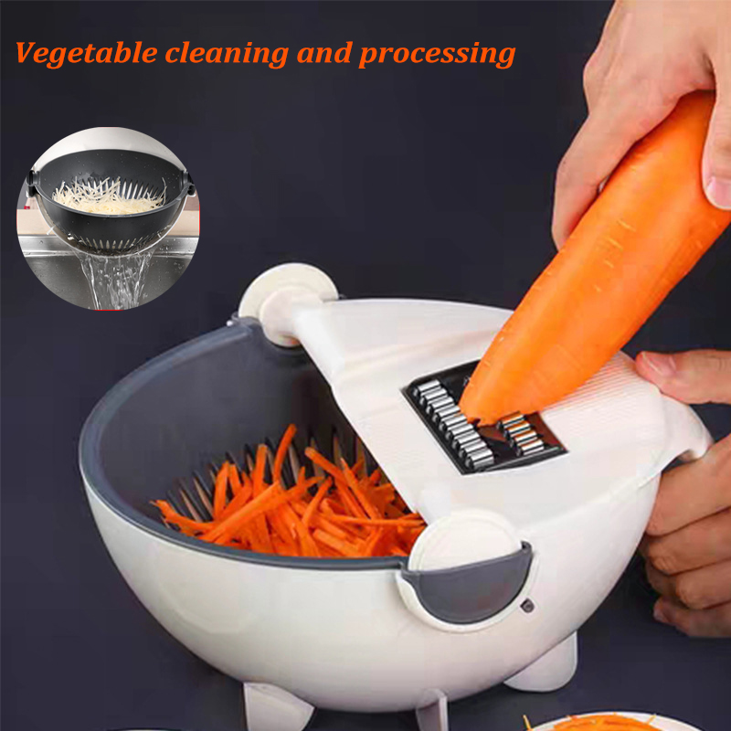 Household Vegetable Washers 2-in-1 Fruitand Cutting Machine Kitchen Vegetable and Fruit Peeling and Cutting Drain Basket