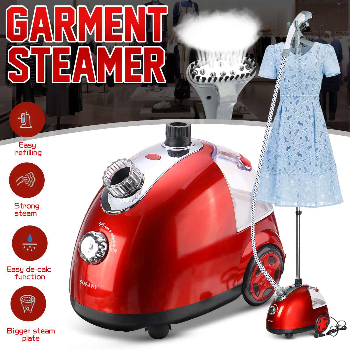 220V 2000W Garment steamer household handheld ironing machine 10 gear adjustable vertical flat steam iron clothes steamer