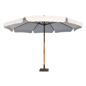 White Waterproof Wooden Garden Umbrella for Outdoor Use