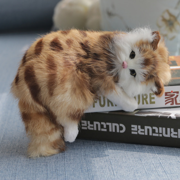 Simulation Cat Animal Model Fur Handicraft Kitten Doll Simulation Blinking Cat Anime Plush Stuffed & plush animals dog toys