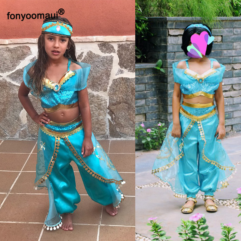 Jasmine Princess Headwear Headband Hairwear Kids Cosplay Costume Accessories Props Gear For Girls Party Halloween Dress Up