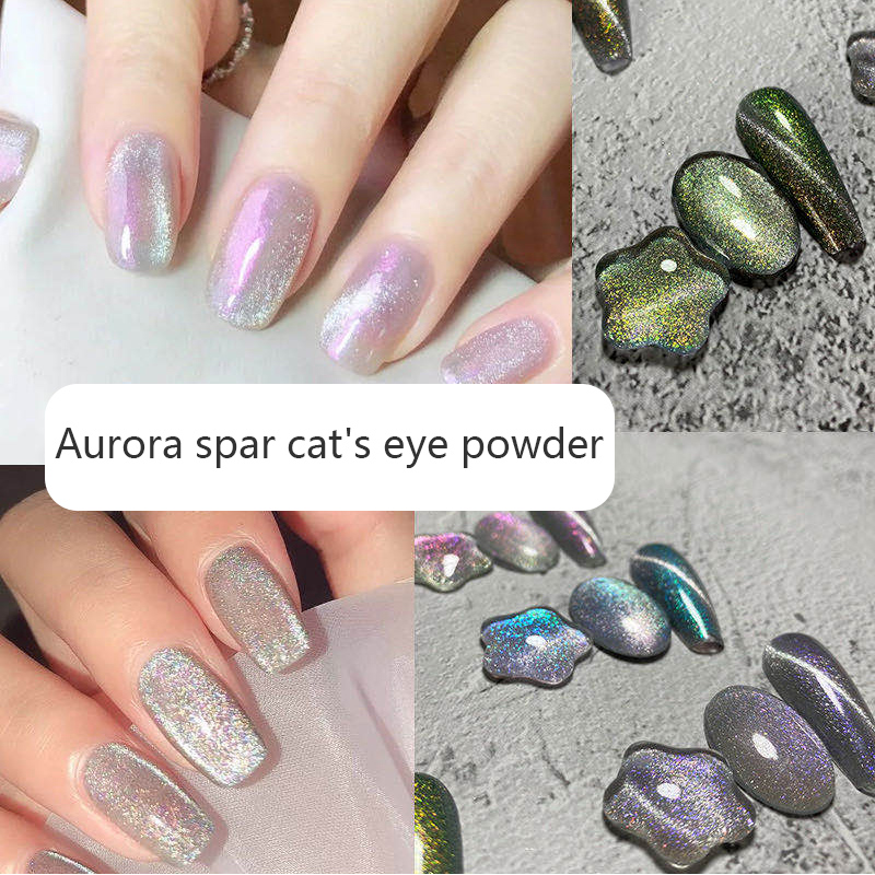Nail Art Aurora Cat's Eye Powder Quicksand Gold 9D Fantasy Starlight Mirror Powder Nail Art Powder Galaxy Cat's Eye Glue