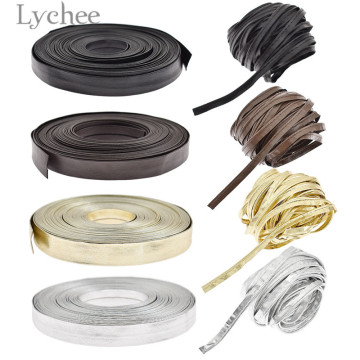 Lychee Life 10m PU Leather Sewing Ribbons Solid Color Ribbon DIY Packaging Material Sewing Supplies For Garments
