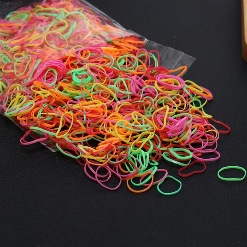 1000 Pcs/Bag Girls Elastics Hair Bands Baby Hair Holders Rubber Bands Gum For Hair TPU Disposable Ponytail Holder Rubber Band