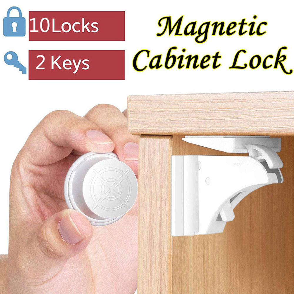 12+3 Pcs Child Protection Magnetic Lock Baby Safety Door Striker Magnet Locks Commonly Used Cabinet & Drawer Household Rooms