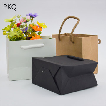 30pcs White Kraft Paper Bag with Handle Wedding Party Favors Bag Fashionable Jewelry Gift Bags Multifunction Paper Packaging Bag