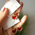Romantic Red Enamel Heart Hoop Earrings Charm Metal Gold Color Cute Earrings Copper Jewelry Pendientes Mujer Moda 2021